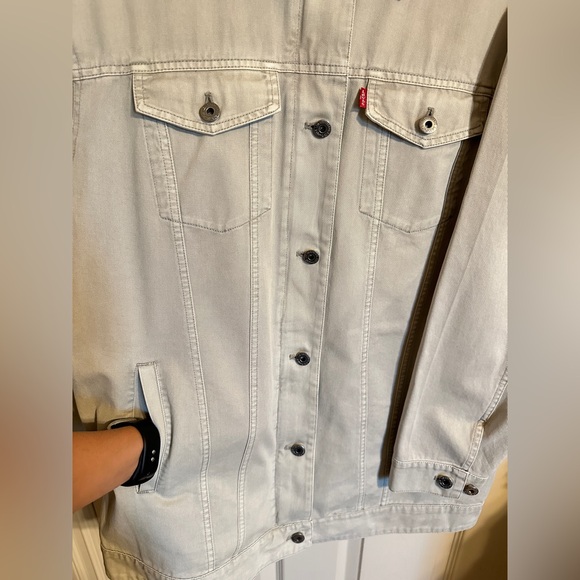 Men’s Levi's Lightweight Trucker Jacket w Collar, Light Gray, Sz Large - Picture 2 of 7